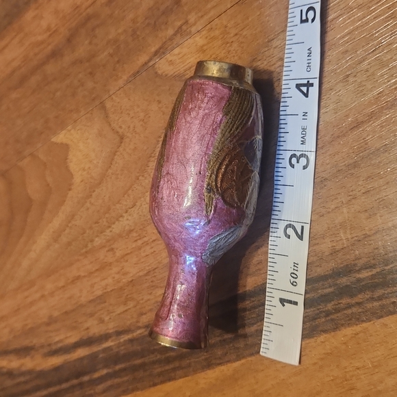 Vintage Brass Enameled Floral Bud Vase - Picture 10 of 12